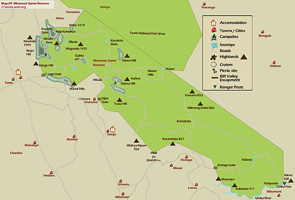 Mkomazi Game Reserve, click the map to expand and view details